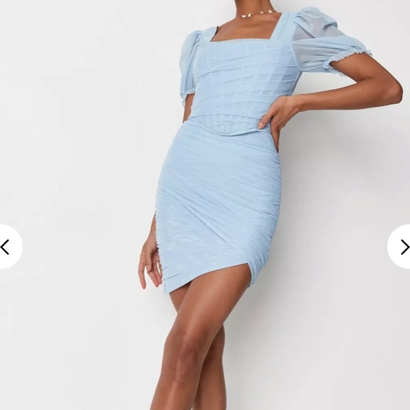 Missguided Dresses & Skirts - Light blue puff sleeve mini dress
